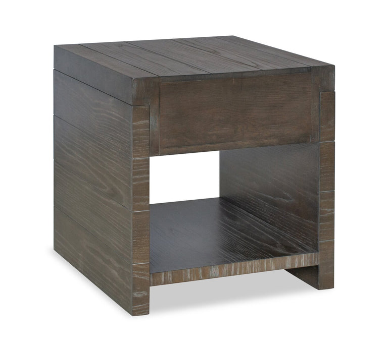 Table de bout moderne Avalon de 22 po en bois massif avec rangement - brune