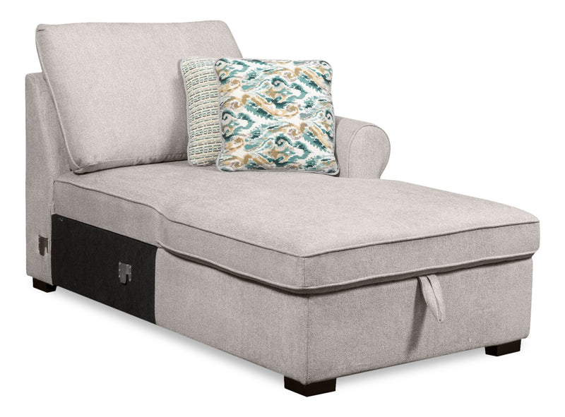Sofa-lit sectionnel enveloppant de gauche Haven de Scott Living 3 pièces en tissu de chenille avec rangement - gris