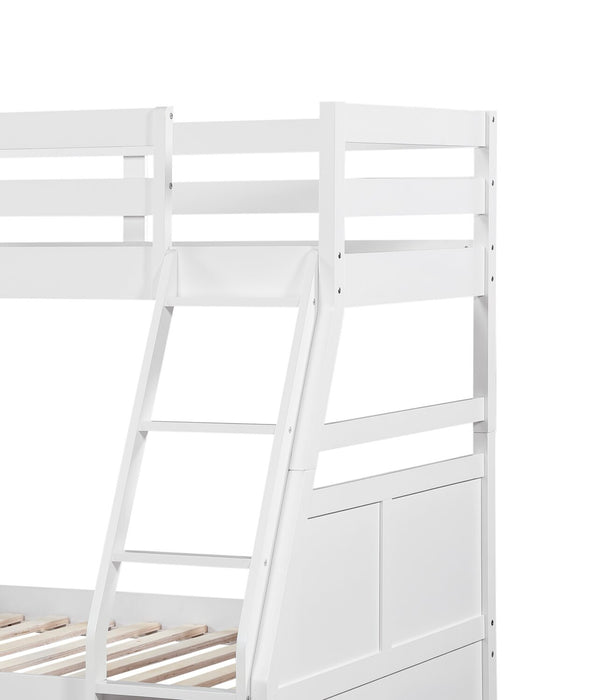 Lits superposés Quinn pour enfants avec échelle et garde-corps, blancs - simple et double