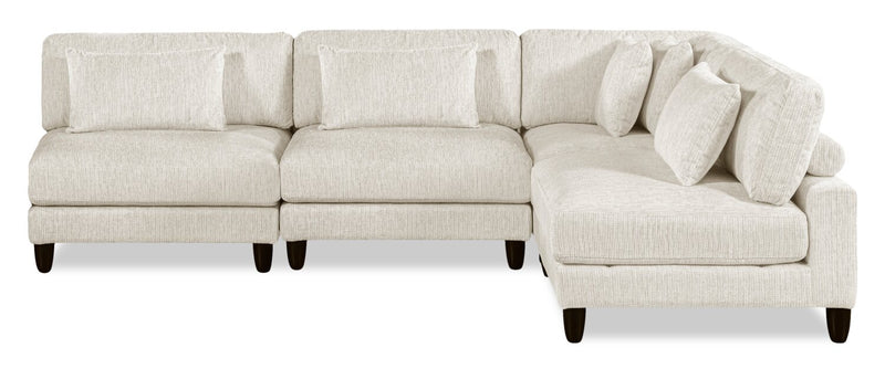 Sofa sectionnel modulaire sans accoudoirs Lounge 4 pièces en chenille - beige 
