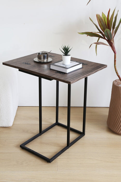 Table Pia de 18 po en forme de C avec dessus extensible - brune