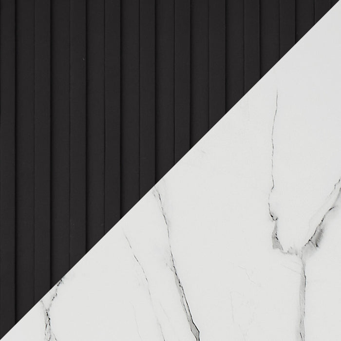 Desserte de salle à manger Capri de Kort & Co. de 66 po (L) avec rangement, dessus en imitation de marbre et touches dorées - noire et blanche