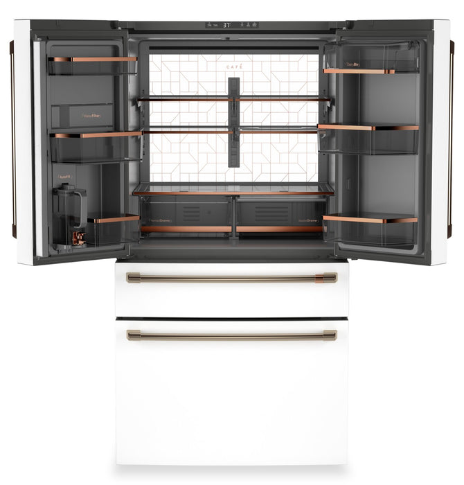 Réfrigérateur intelligent 4 portes Café de 23,2 pi3 et de 36 po de profondeur comptoir à portes françaises - blanc mat - CJE23DP4WW2 