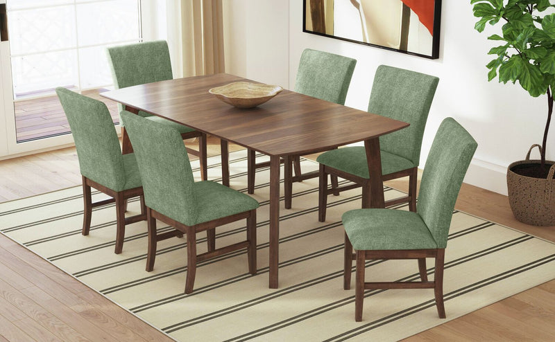 Chaise de salle à manger Rain avec siège et dossier rembourrés en tissu - verte