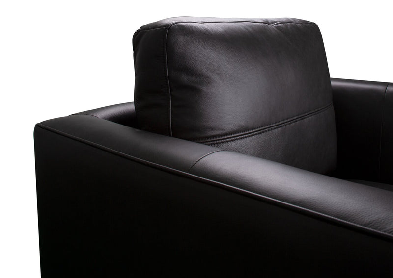 Fauteuil Melrose de 36,5 po en cuir véritable de qualité supérieure avec pattes en métal - noir