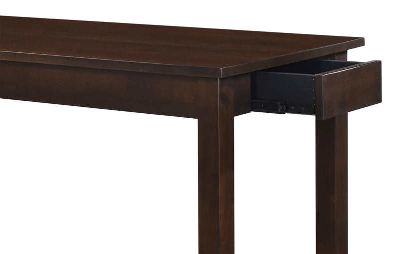 Coin-repas moderne Noah de 60 po avec 3 tabourets de hauteur comptoir et ports USB - espresso