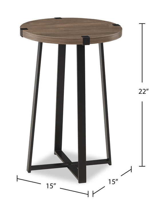 Table de fauteuil Pauly de 15 po avec dessus d’apparence bois - noisette