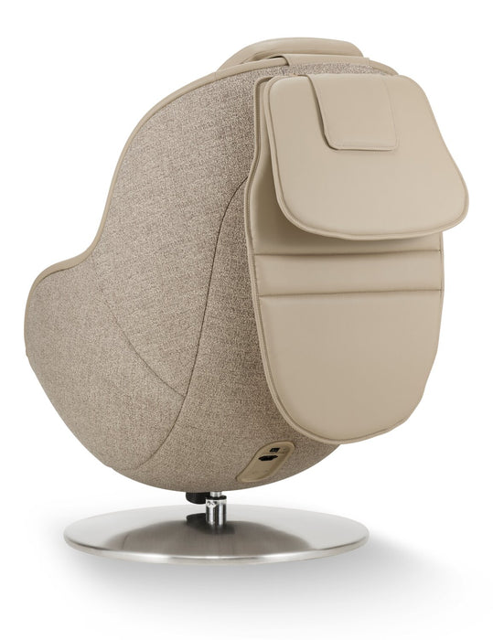 Fauteuil de massage inclinable LG de 29,6 po en tissu d’apparence cuir avec pouf assorti - brun