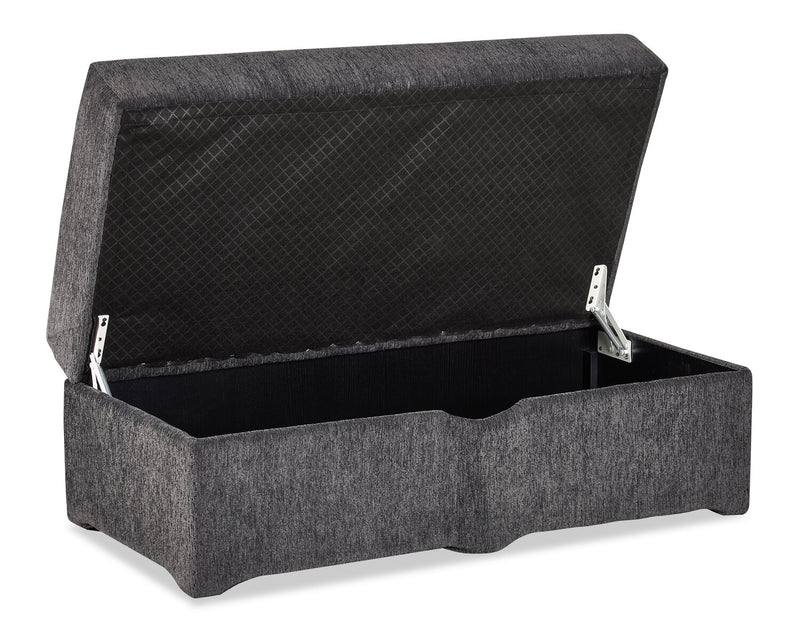Pouf de rangement Morgan de 48 po fabriqué au Canada en tissu de chenille - gris