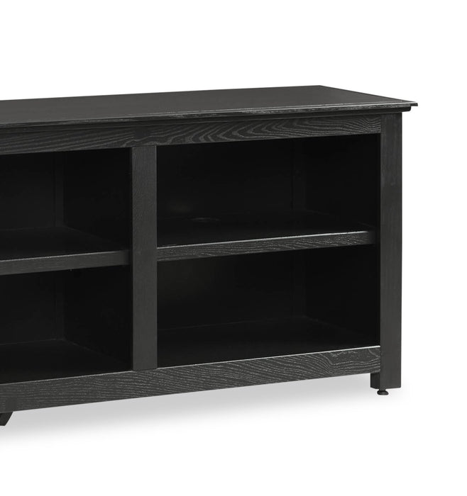 Meuble pour téléviseur Stanley de 70 po en pin avec rangement et système de gestion des câbles pour téléviseurs jusqu’à 80 po - noir