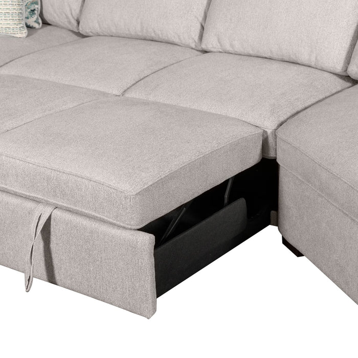 Sofa-lit sectionnel enveloppant de droite Haven de Scott Living 3 pièces en tissu de chenille - gris 