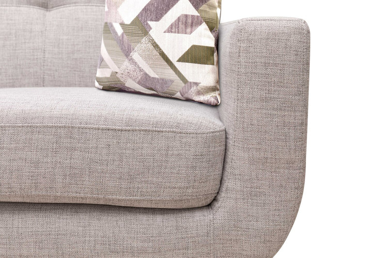 Sofa Freeman Kort & Co. de 88 po en tissu d’apparence lin avec pattes en bois et coussins de dossier capitonnés - blanc colombe