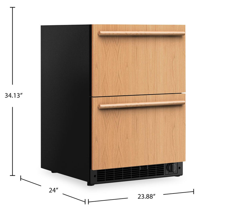 Tiroir réfrigérateur-congélateur double KitchenAid de 5,7 pi³ et de 24 po sous le comptoir - panneau personnalisable - KUCT524SPA