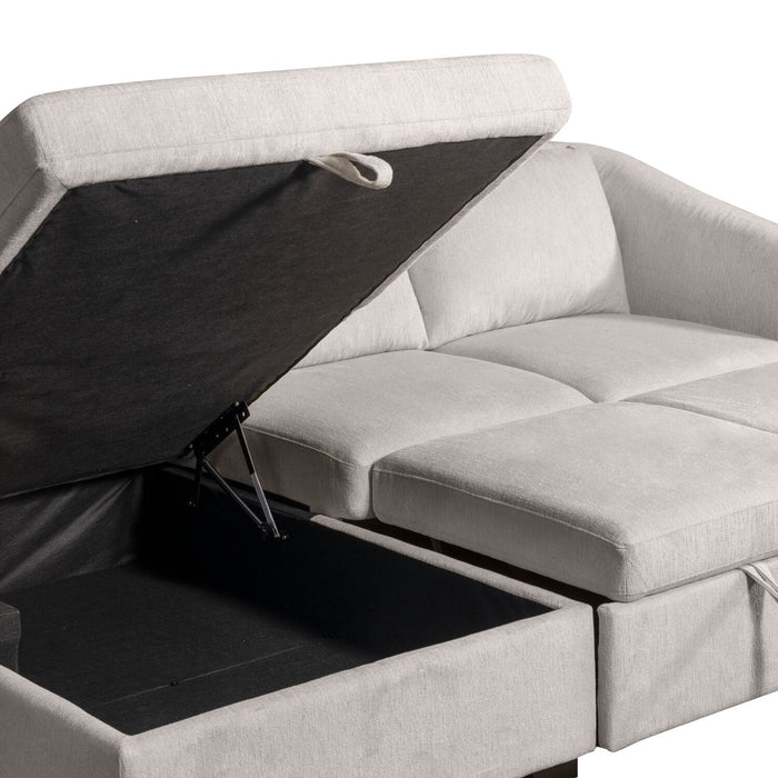 Sofa-lit sectionnel de gauche Envy 2 pièces en tissu de chenille avec fauteuil long de rangement - gris brouillard