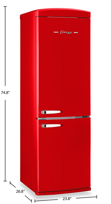 Réfrigérateur Classic Rétro par Unique de 24 po et de 12 pi3 à congélateur inférieur - pomme rouge bonbon - UGP-340L AC R
