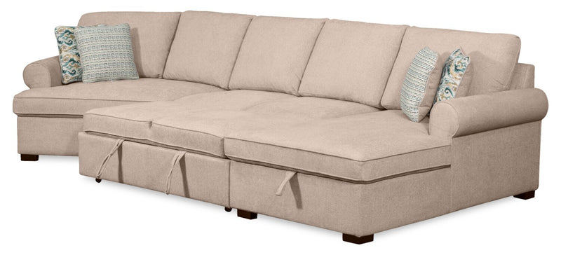 Sofa-lit sectionnel enveloppant de gauche Haven de Scott Living 3 pièces en tissu de chenille avec rangement - taupe 