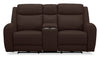 Causeuse à inclinaison électrique Reign de 78 po en cuir véritable de qualité supérieure avec console - brun chocolat Silverado