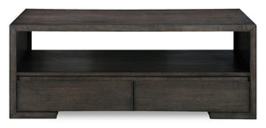 Table à café Zelda de 48 po avec rangement et tablette - moka chaud