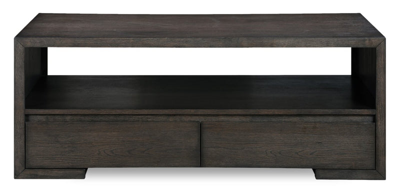 Table à café Zelda de 48 po avec rangement et tablette - moka chaud