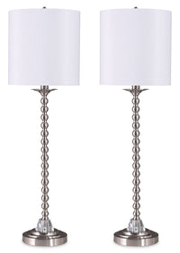  Ensemble 2 lampes de table de 30 po en nickel brossé 