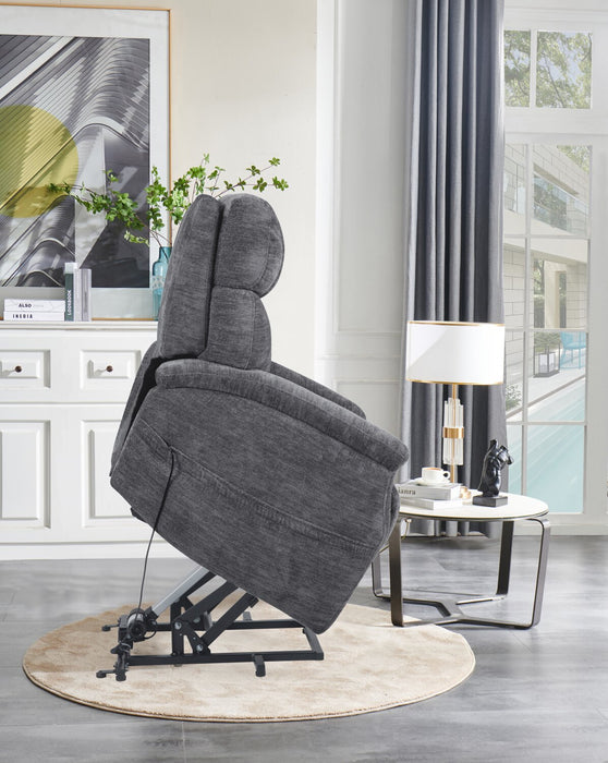 Fauteuil basculeur à inclinaison électrique Claire de 34 po en tissu de chenille - gris granite 