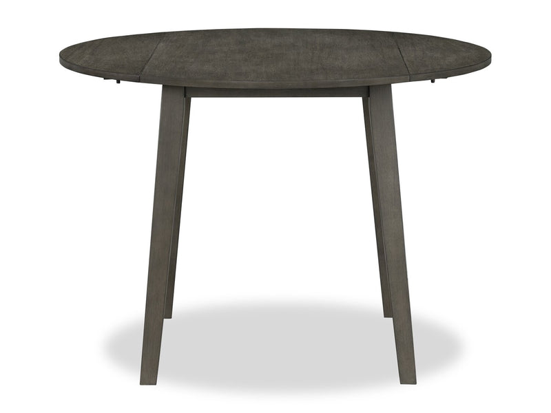 Ensemble de salle à manger Bryn 3 pièces avec table ronde de 42 po à abattant et 2 chaises en tissu  - gris foncé