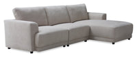  Sofa sectionnel modulaire de droite Voyage 3 pièces en tissu avec coussins de dossier amovibles - beige