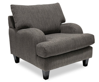 Made in Canada Nofia 36" Chenille Fabric Chair with Wood Legs - Charcoal Grey | Fauteuil Nofia de 36 po fabriqué au Canada en tissu de chenille avec pattes en bois - gris anthracite