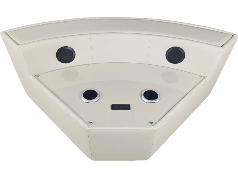 Sofa sectionnel à inclinaison électrique Zen 3 pièces en tissu d’apparence cuir avec massage, console rabattable et compartiment réfrigéré - abricot