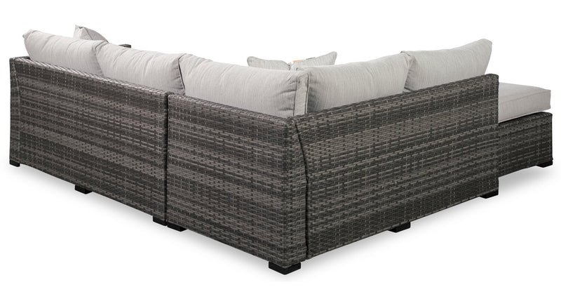 Ensemble Victoria 4 pièces pour la terrasse à l’extérieur avec causeuse, fauteuil sans accoudoirs - gris