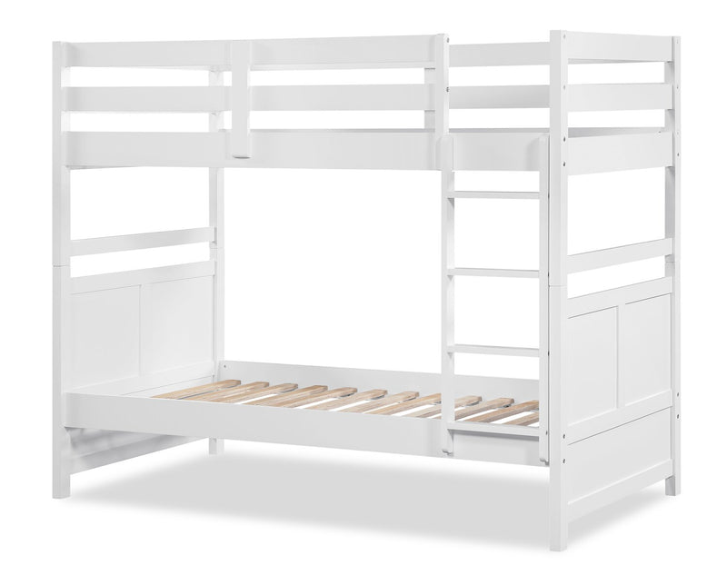 Lits superposés Quinn pour enfants avec échelle et garde-corps, blancs - simple et simple