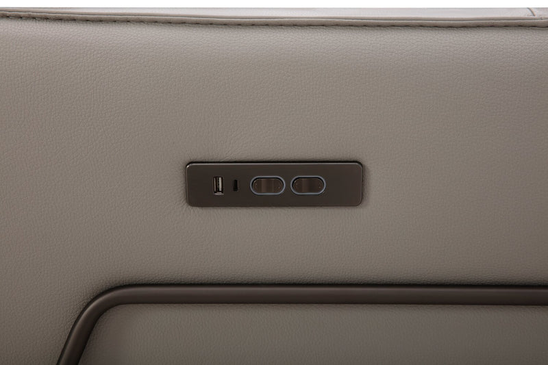 Causeuse à inclinaison électrique Riviera en cuir véritable de qualité supérieure - gris clair