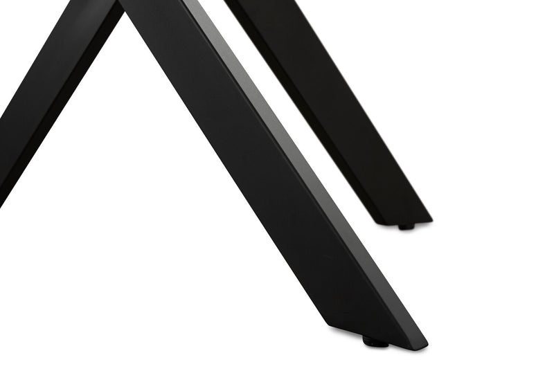 Table de salle à manger ronde Zoe de 47 po (L) avec dessus en verre et base géométrique en métal - noire