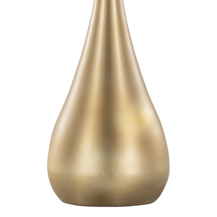 Lampe de table Cassie de 29 po en métal avec abat-jour en lin blanc - dorée