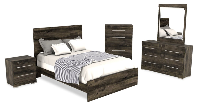 Commode verticale de chambre à coucher Riley de 31 po (L) x 46 po (H) à 5 tiroirs, fabriquée au Canada - grise