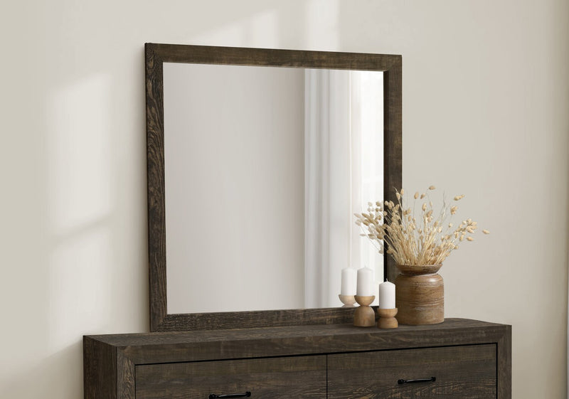 Miroir de commode de chambre à coucher Ethan - brun rustique