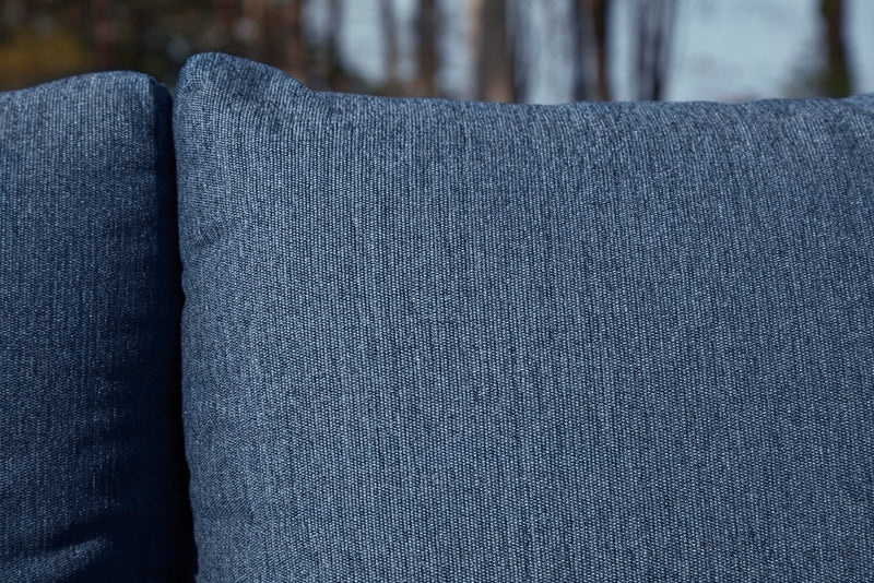 Ensemble Barrie 4 pièces pour la terrasse à l’extérieur avec sofa, 2 fauteuils et table - aluminium - bleu et gris
