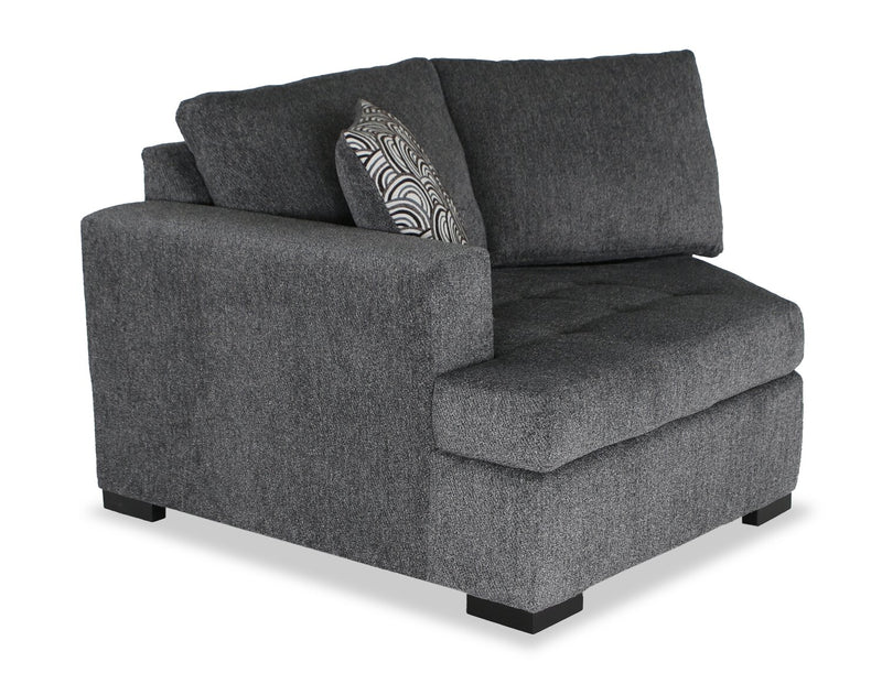 Sofa-lit sectionnel enveloppant de gauche Legend 2 pièces fabriqué au Canada en tissu de chenille - gris poivre