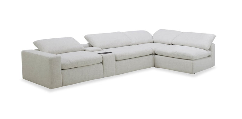 Sofa sectionnel modulaire à inclinaison électrique Sky 5 pièces en tissu - blé Nathan 