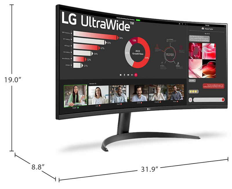  Moniteur de jeu IPS UltraGearMC Nano de LG de 31,5 po à 180 Hz et 1 ms (GàG) avec NVIDIA (34WR50QK-B)