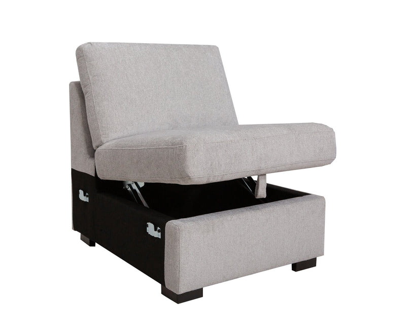 Sofa sectionnel Vault 9 pièces avec causeuse-lit, 4 fauteuils de rangement et console de rangement avec USB - gris