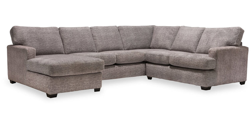 Sofa sectionnel de gauche Luxe 3 pièces fabriqué au Canada en tissu avec coussins amovibles - gris colombe Zaftig