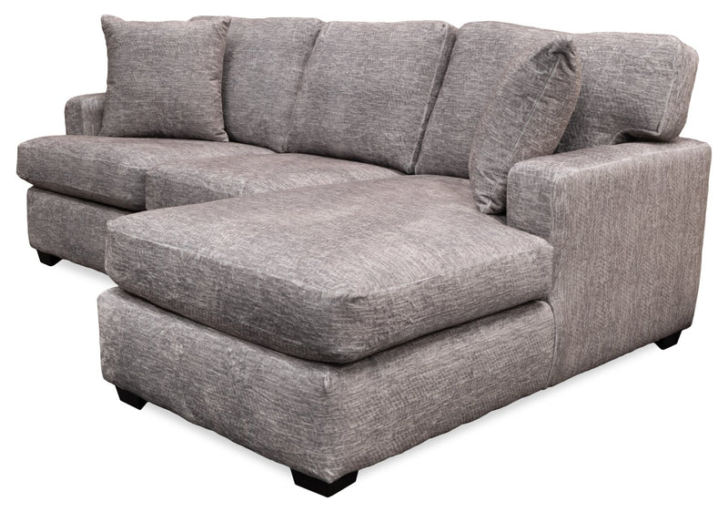 Sofa sectionnel de droite Luxe 3 pièces fabriqué au Canada en tissu avec coussins amovibles - gris colombe Zaftig