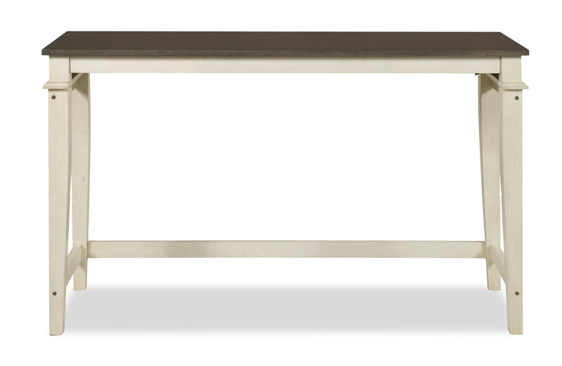 Console contemporaine Nyles de 60 po avec 3 tabourets de hauteur comptoir et ports USB - babeurre
