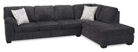  Sofa sectionnel de droite Morgan 2 pièces fabriqué au Canada en tissu de chenille avec sofa et coussins décoratifs - gris