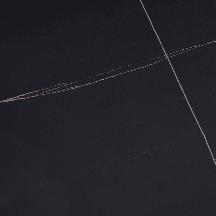 Table de bout moderne Juno de 22,5 po avec dessus en pierre frittée - noire