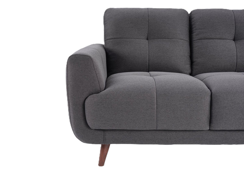 Causeuse Brook de 84 po en tissu avec coussins capitonnés - anthracite