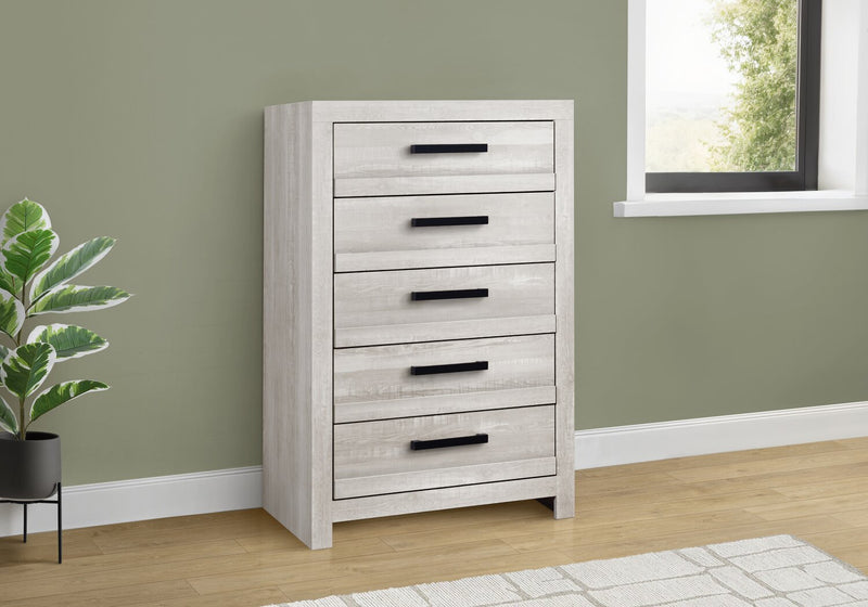 Commode verticale de chambre à coucher Aspen de 32 po (L) x 49 po (H) à 5 tiroirs - grise