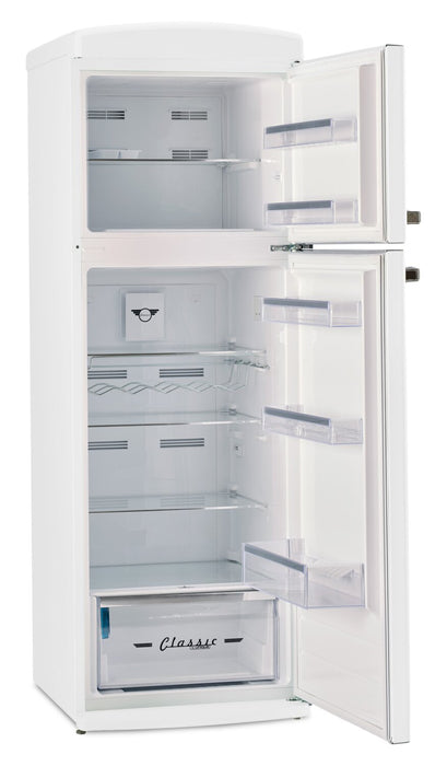 Réfrigérateur Classic Rétro d’Unique de 24 po et de 11 pi3 à congélateur supérieur - blanc guimauve - UNQ-310L W TM