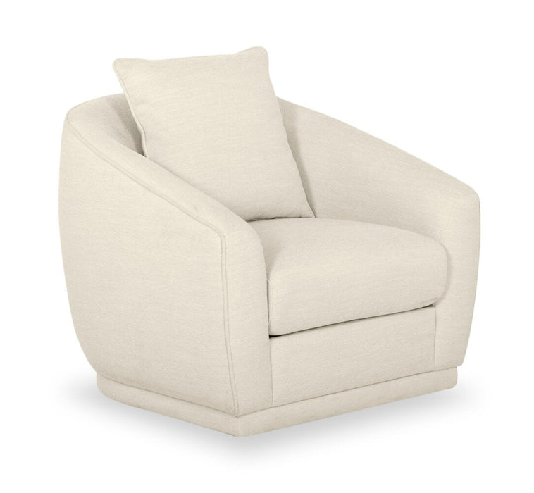 Fauteuil d’appoint pivotant Rio de 34,5 po en tissu de chenille - blanc ivoire